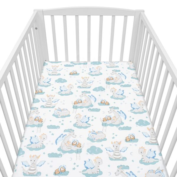 Hoeslakentje voor Babymatras met Draken- en Wolkenprint