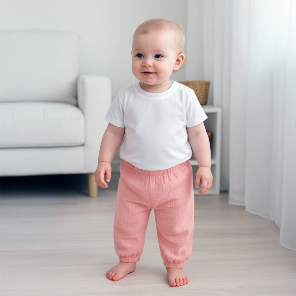 Kledingset - Lichtroze Broek - Wit T-shirt - 100% Katoen - Afbeelding 3