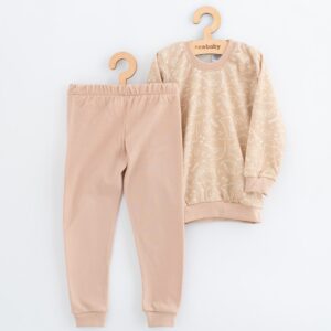 Kinderpyjama - Beige Dino - Katoen - Lange mouwen - Elastische tailleband