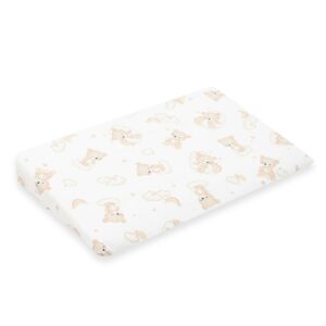 Katoenen kussensloop voor wigkussen 59x37 cm beige met beer