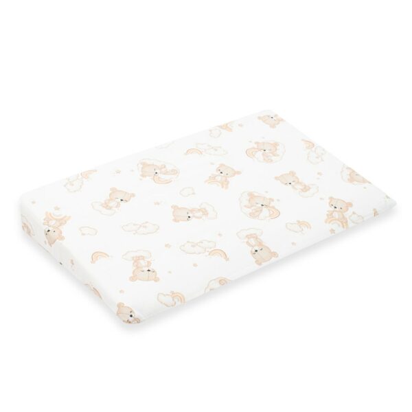 Katoenen kussensloop voor wigkussen 59x37 cm beige met beer
