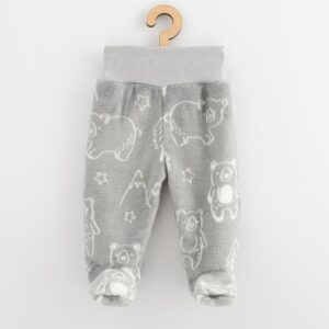 Babybroek - Grijs - Wellsoft - Voetjes - Beren- en sterpatroon