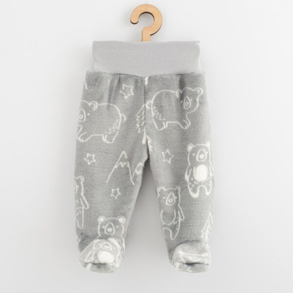 Babybroek - Grijs - Wellsoft - Voetjes - Beren- en sterpatroon
