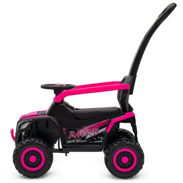 Kinderauto Quad Zwart Roze met Duwstang - Afbeelding 2