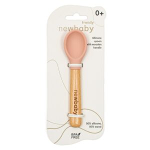 Lichtroze Babyvoeding Lepel met Houten Handvat
