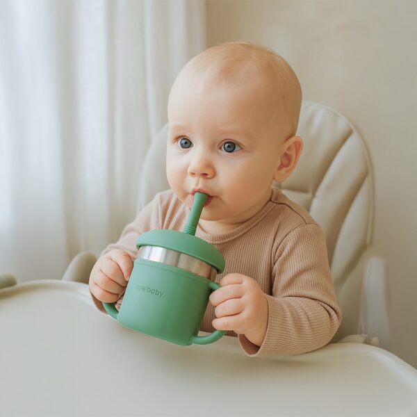 Groene 2in1 Drinkbeker van Siliconen voor Kinderen - Afbeelding 5