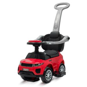 Kinderloopauto Rood met Duwstang en Stevige Wielen