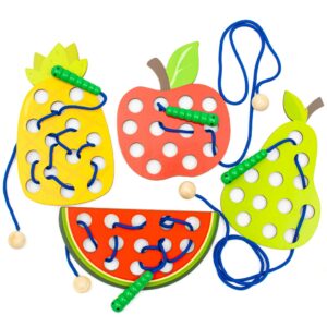 Montessori Houten Rijgspel - Vormen Fruit en Groente
