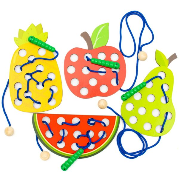 Montessori Houten Rijgspel - Vormen Fruit en Groente