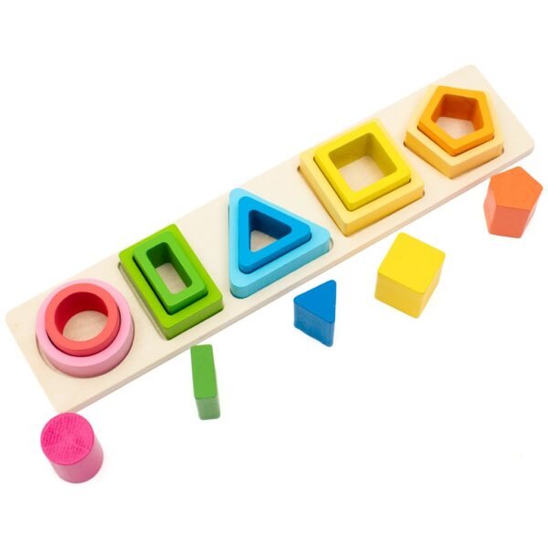 Montessori Houten Sorteerbord - Kleuren & Vormen Puzzel - Afbeelding 2