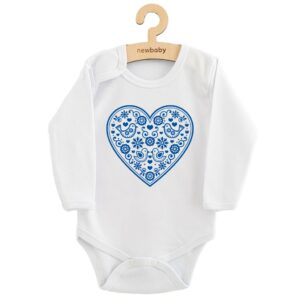 Baby bodysuit - Folkloristisch ontwerp - Blauw hartmotief