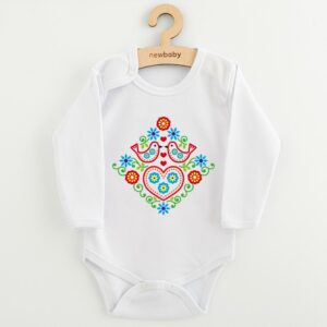 Baby Bodysuit - Folk Pattern - Vogels - Bloemen - Lange Mouwen