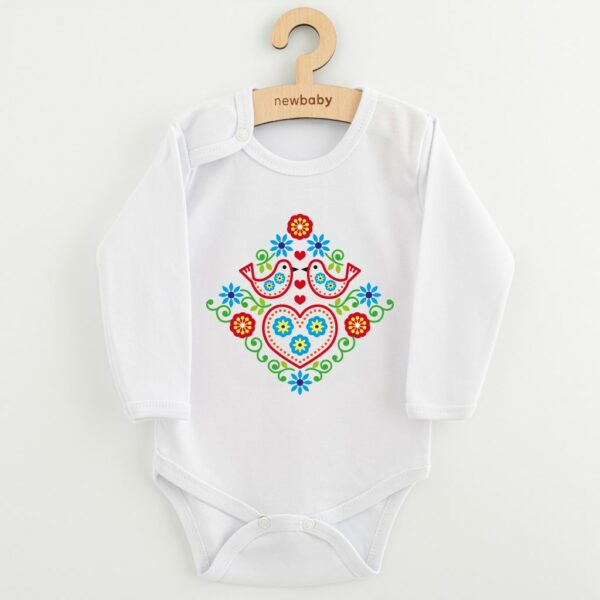 Baby Bodysuit - Folk Pattern - Vogels - Bloemen - Lange Mouwen