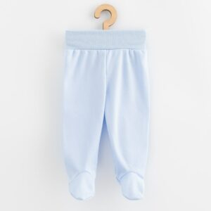 Babybroekje met voetjes - Effen lichtblauw - Elastische tailleband