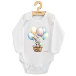 Baby bodysuit - konijn - ballonnen - lange mouwen - 100% katoen