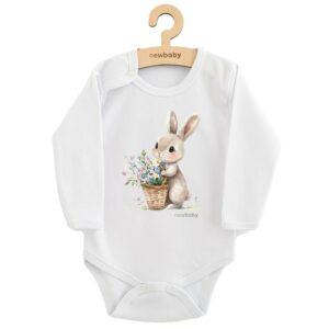Baby Romper - Konijntje met Bloemen - Lange Mouwen - 100% Katoen