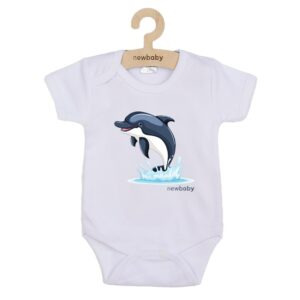 Baby Bodysuit - Jumping Dolphin Print - Korte Mouwen - 100% katoen