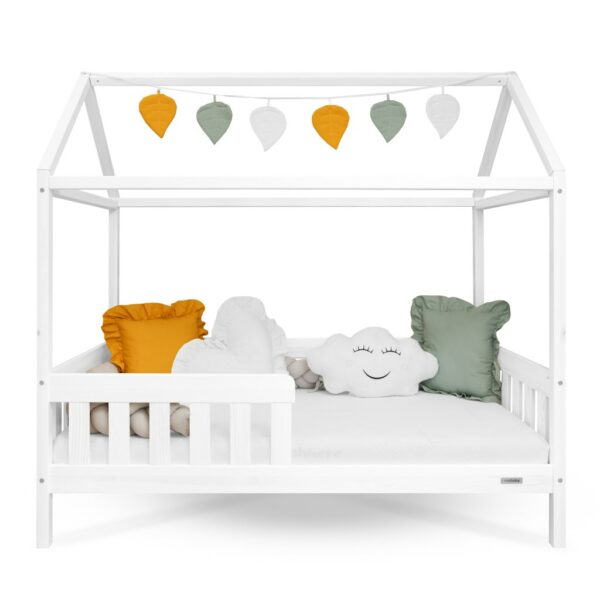 Kinderbed CASTELLO - 160x80 cm - Wit Huisbed - Met Uitvalbeveiliging - Afbeelding 2