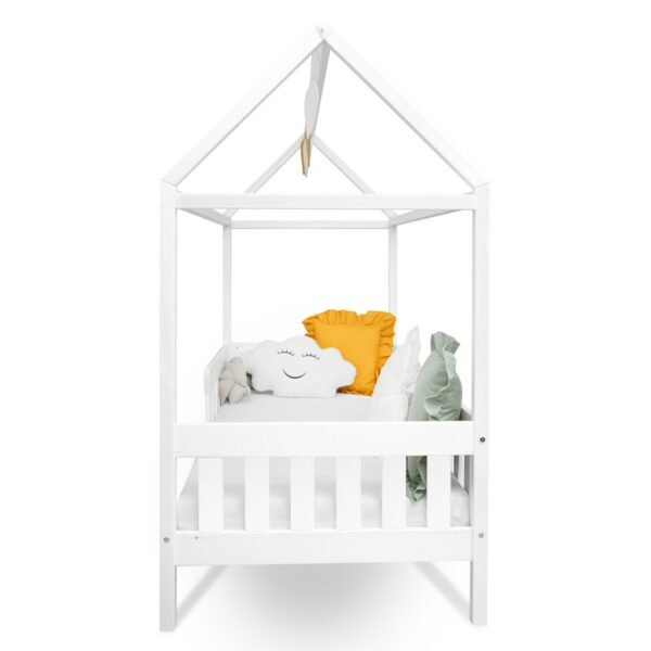 Kinderbed CASTELLO - 160x80 cm - Wit Huisbed - Met Uitvalbeveiliging - Afbeelding 3