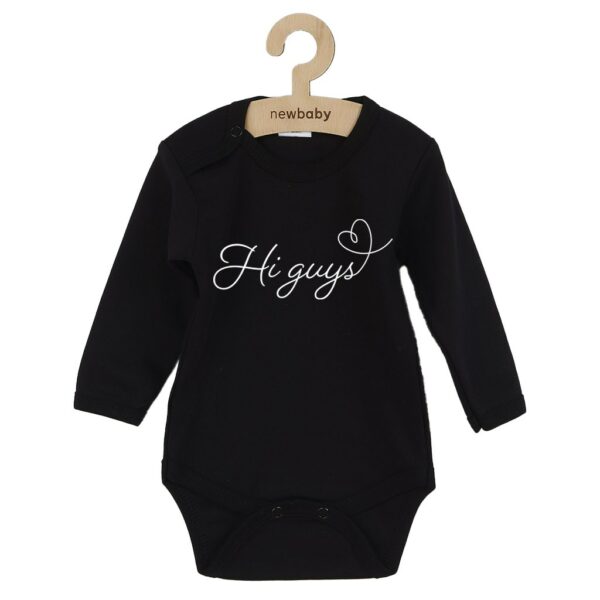 Baby Romper - lange mouwen - zwarte romper - print "Hi guys"