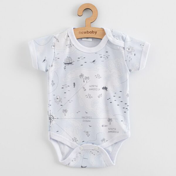 Short Sleeve Baby Bodysuit - Lichtblauw - Wereldkaart print