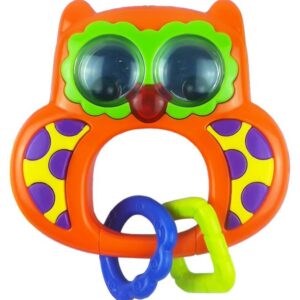 Rammelaar Geluidgevende Uil - Oranje - Beweegbare Ringen