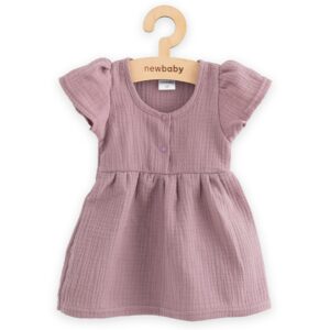Baby jurk - Katoen - Lila - Katoen - Korte pofmouwen - Ronde halslijn