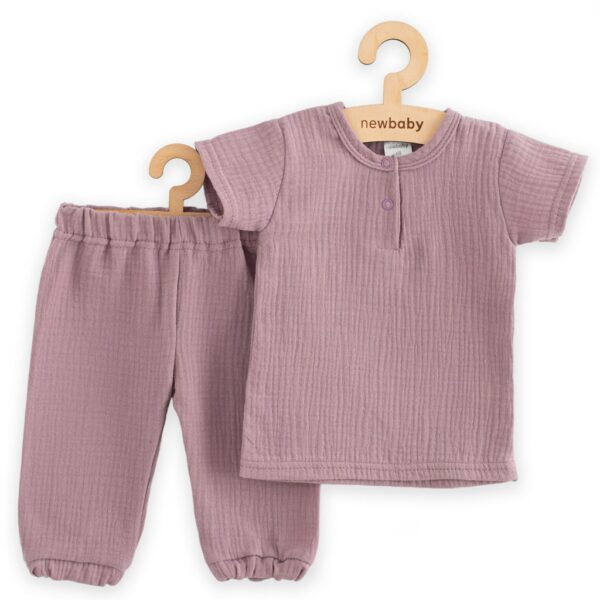 Baby katoen set - T-shirt en broek - Korte mouwen - Lichtpaars - Afbeelding 3