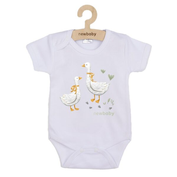 Baby rompertje - Korte mouwen - Witte ganzen print - 100% katoen
