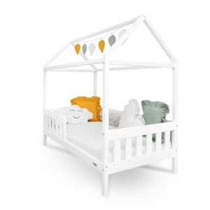 Kinderbed CASTELLO - 180x90 cm - Wit Huisbed - Met Uitvalbeveiliging