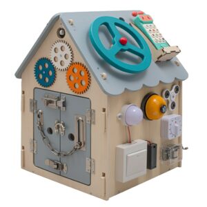Montessori Activiteitenhuis met LED – educatief houten speelhuisje