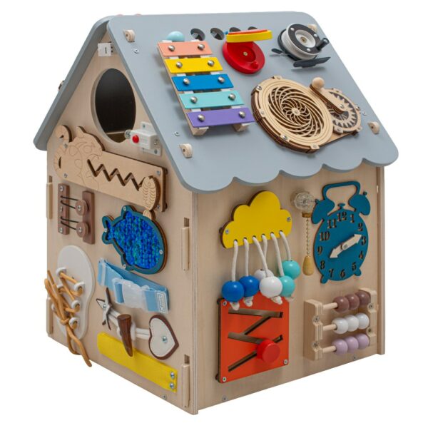 Montessori Activiteitenhuis met LED – educatief houten speelhuisje - Afbeelding 3