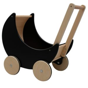 Ecotoys Houten Poppenwagen en Loopwagentje 2-in-1 Roze