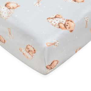 Hoeslaken Baby - Sweet Teddy Bear Grijs - 120 x 60 cm - Katoen