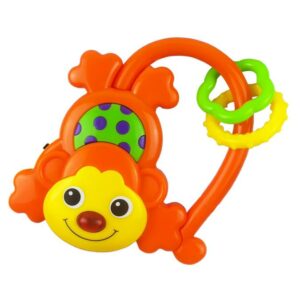 Rammelaar Aap - Feloranje en Groen - Baby Speelgoed