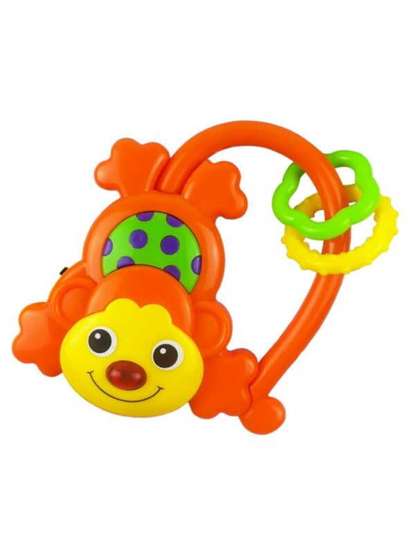 Rammelaar Aap - Feloranje en Groen - Baby Speelgoed