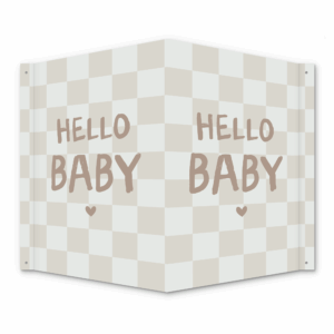 Geboortebord Hello Baby - Beige Raambord - Makelaarsbord