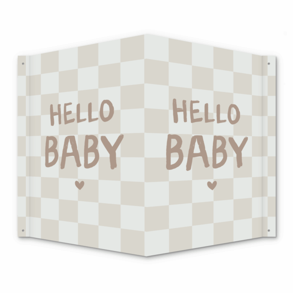 Geboortebord Hello Baby - Beige Raambord - Makelaarsbord
