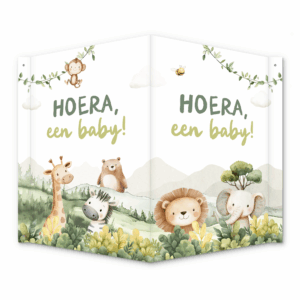 Geboorteaankondiging Hoera een Baby Jungle – Raambord