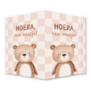 Babydecoratie Hoera een Meisje Beertje – Raambord