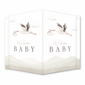 Raambord Welkom Baby Ooievaar – Geboorteaankondiging