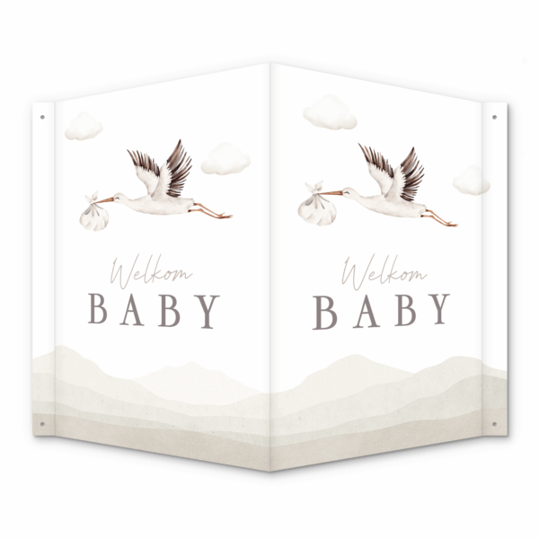 Raambord Welkom Baby Ooievaar – Geboorteaankondiging